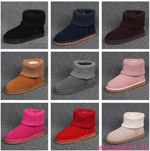 

новая мода дизайнер сапоги ботинки снежка женщин австралийский стиль вязание перевернутого корова замша кожа зима теплая ботильоны марка идк, Black;green