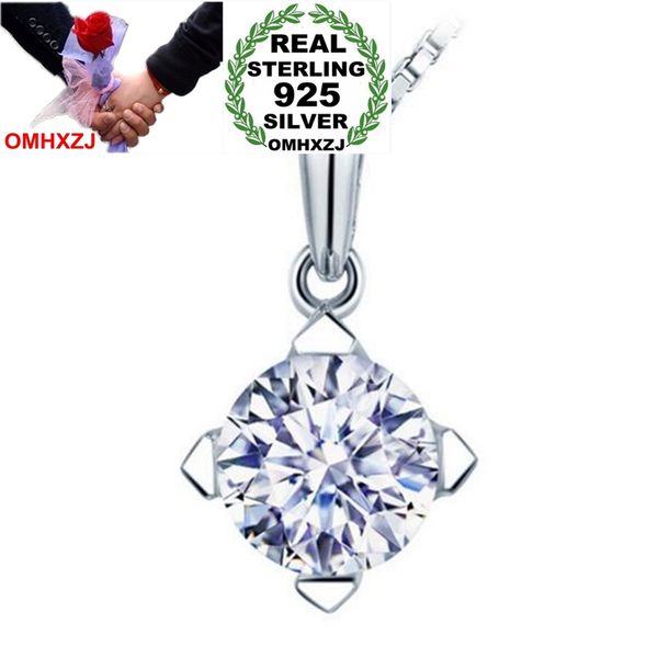 

omhxzj wholesale fashion classic woman gift white brilliant zircon 925 sterling silver pendant charms pe146 no chain necklace, Blue;slivery