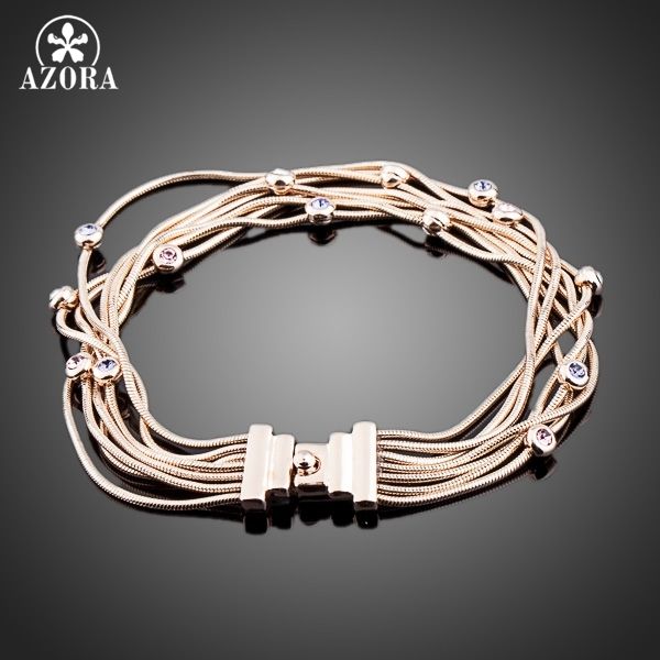 

azora seven coil rose gold color stellux austrian crystal jewelry bracelets ts0026, Golden;silver