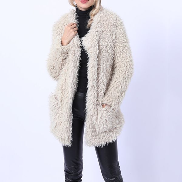 

feitong 2019 winter teddy пальто женщин шерсти faux куртки пальто толстый теплый поддельный флисовой куртки пушистый куртки плюс размер шине, Black