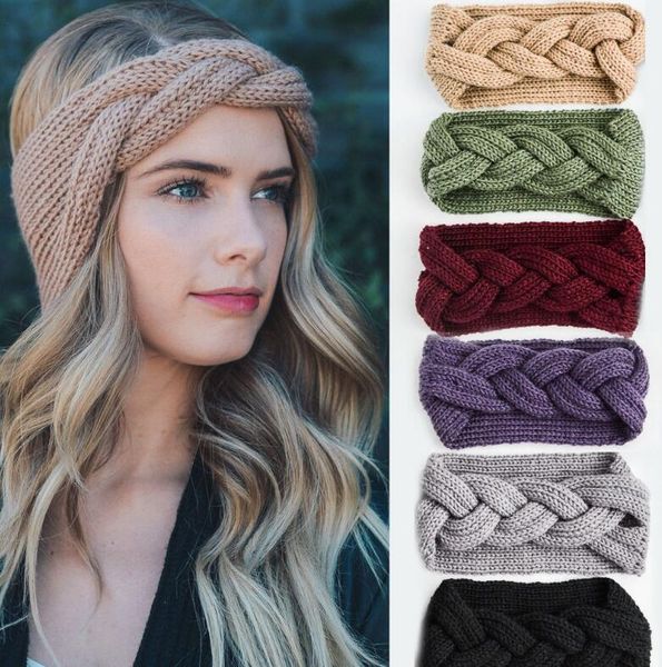 

dhl braided hair band 7 colors women knitted headwrap fashion crochet acrylic headband winter hair accessories, Slivery;white