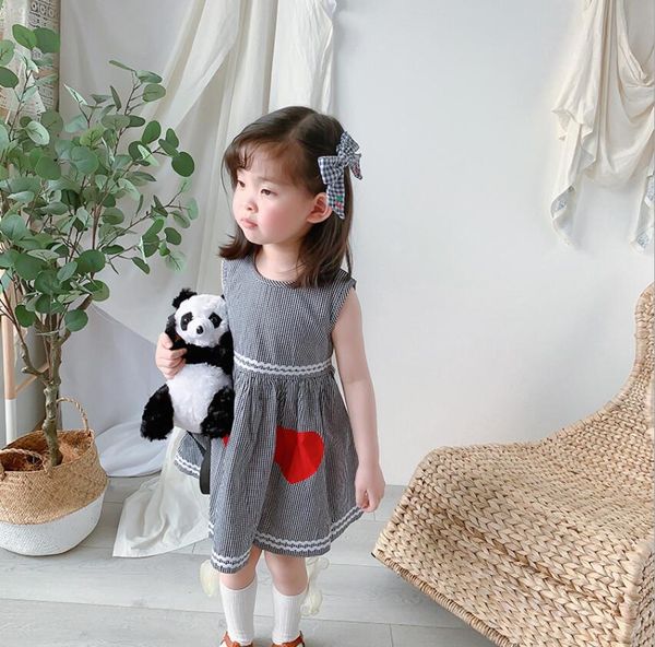 

2020 лето девушки корейский плед платье досуг baby love рукавов принцесса юбка детская юбка лучший подарок, Red;yellow