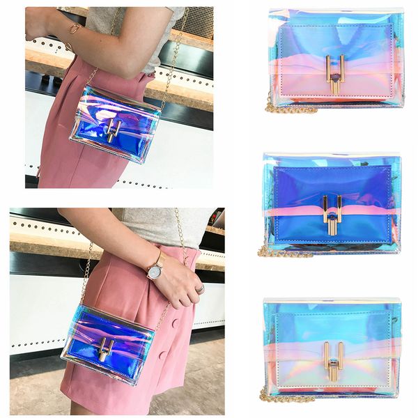 

3styles лазерный прозрачный одноместный сумка цепи лоскут посланник пляжная сумка л