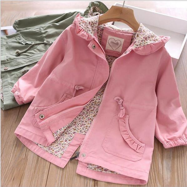 

girl fall coats 2020 new kids trench coat fashion high-grade kids clothing sweet children clothes jacket, Blue;gray