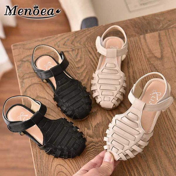 

menoea girls solid-color shoes 2020 sweet kids summer weave design footwear single shoes children toddler baby sandals, Black;red