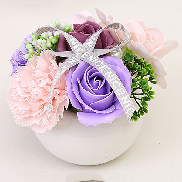 

romantic valentine's day gift soap flower ceramics small potted wedding living room dining table decoration