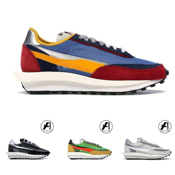 

sacai ldv waffle run shoes for men women black white grey pine green gusto varsity blue mens trainers fashion sports sneakers