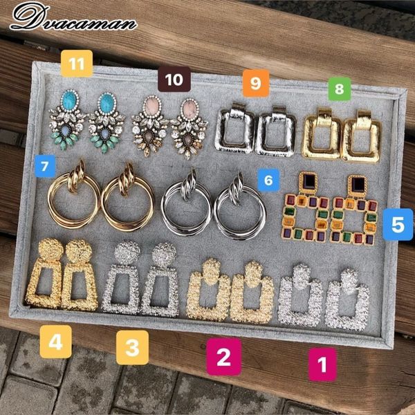 

dvacaman fashion multi-color crystal drop earrings for women gold color maxi statement earrings wedding party jewelry bijoux, Silver