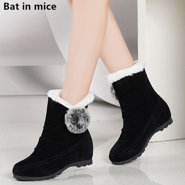 

autumn women round toe slip on casual comfort flats winter warm snow boots shoes women ankle boots mujer plus size 35-40 t045, Black