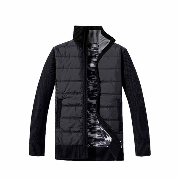 

heflashor men's sweaters autumn winter warm wool zipper stand collar sweaters man casual knitwear fashion overcoat plus size, White;black