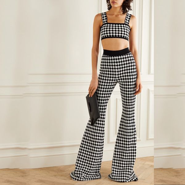 

womens suits women designer sets brand two-piece set fashion suspender + high waist pants 2020 luxury plaid suit casual suits, White