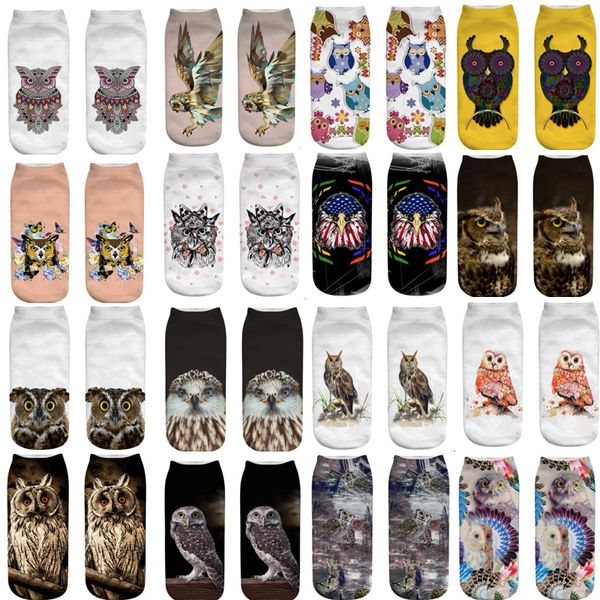 

comfortable socks women girl owl cute casual work business cotton socks 3d printing medium sports for camping running unisex, Pink;yellow