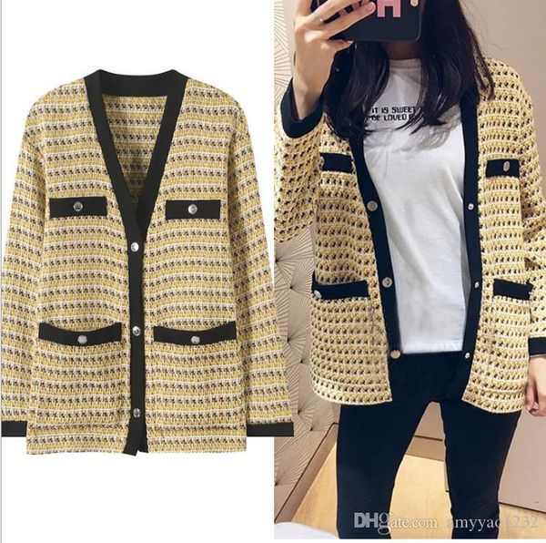 

126 2019 весна бренд же стиль свитер кардиган с длинным рукавом v шеи кнопка флора печати роскошные женские одежды yl, White;black