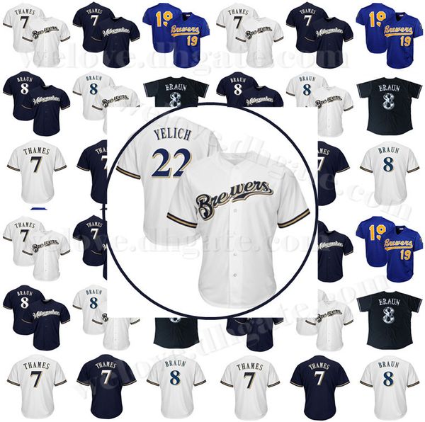 

Whole ale men milwaukee 22 chri tian yelich 8 ryan braun jer ey 7 eric thame ba eball jer ey 19 robin yount brewer titched jer ey