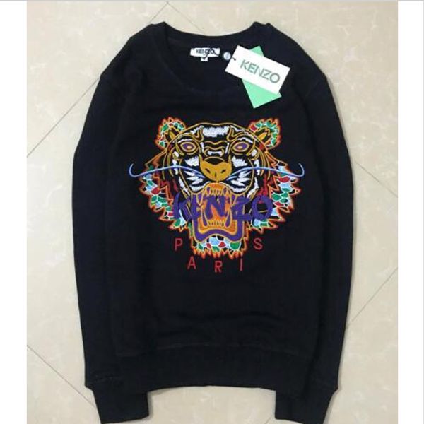 

Men women embroidery tiger head letter pullover crew neck weat hirt fa hion brand track uit jumper hoodie weater, Black
