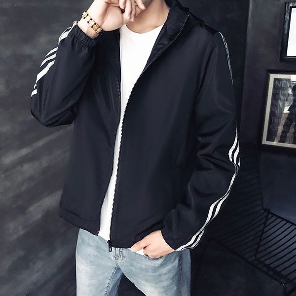 

jacket men 2020 new sliming large size zipper pocket hooded casual men's jacket 1 order, Black;brown