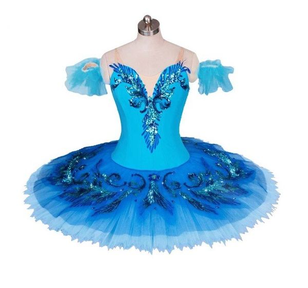 

blue bird variation tutu girls professional ballet tutus blue classical ballet stage costume for pancake tutu skirt, Black;brown