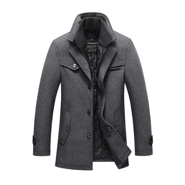 

2019 drop shipping new winter wool coat slim fit jackets mens casual warm outerwear jacket and coat men pea size m-4xl, Black;brown