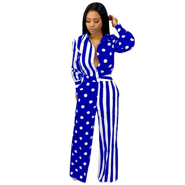

striped polka dot print women jumpsuit casual loose overalls for women full sleeve fall macacao feminino mmn033, Black;white