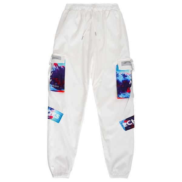 

hip hop pants men loose joggers print streetwear harem pants double colors patchwork sweatpants men joggers harajuku sweatpants, Black
