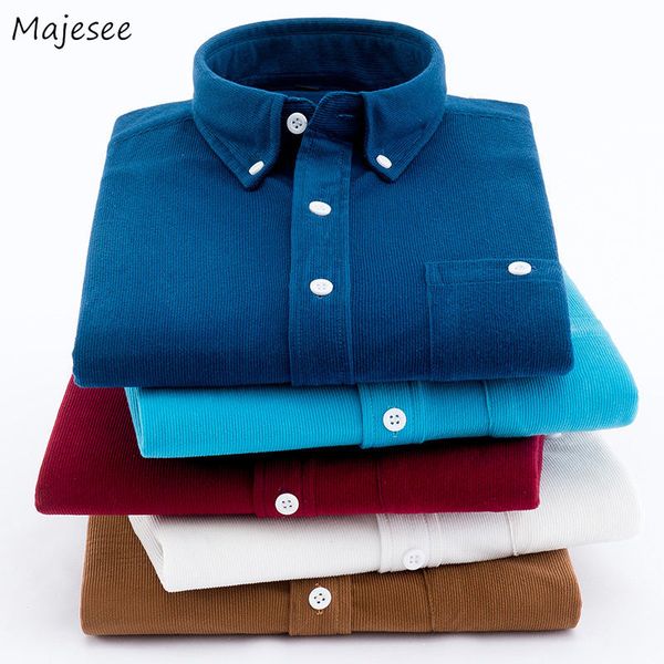 

men shirts corduroy slim fit soft buttons pockets business basic plus size 5xl leisure simple long sleeve mens ulzzang chic, White;black