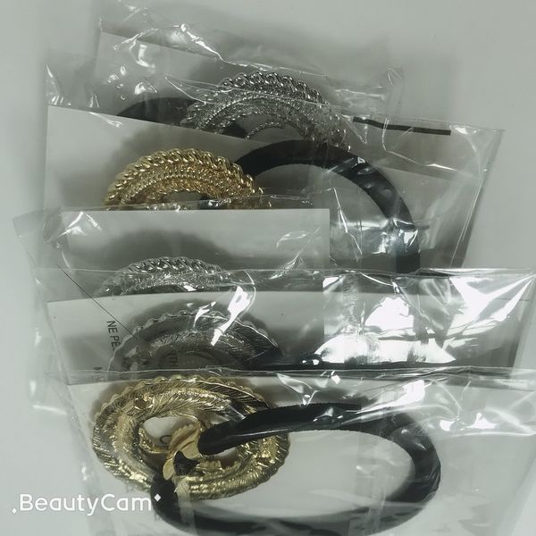 

4cm hollowed retro alloy rubber bands two color hair ring hand rope for ladies hair jewelry vip gifts 6pcs/lot, Pink