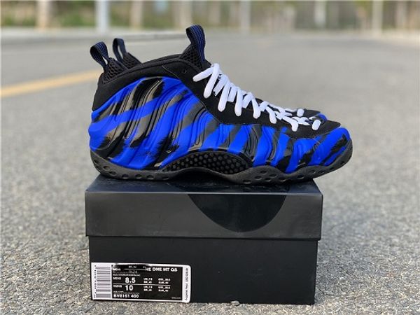 

penny hardaway men blue black tiger stripes basketball shoes foams one qs memphis tigers mens designer sports sneakers with box