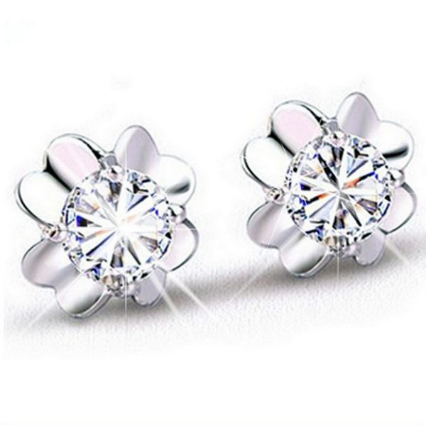 

popular hollow studs lovely silver-plated earrings, Golden;silver