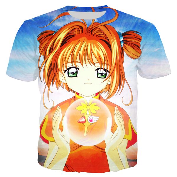 

animes девушки sakura card captor футболку 3d печати anime girl коротким рукавом летом прохладно футболки мужчины женщины пары tops уличная, White;black