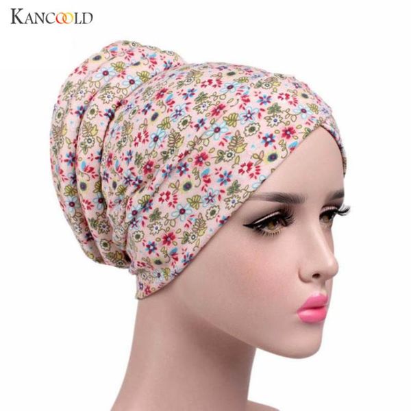 

brand 2017 women's cap printing lady turban hat spring cotton women's hats hairnet muslims chemo cap print bonnet beanie au30, Blue;gray
