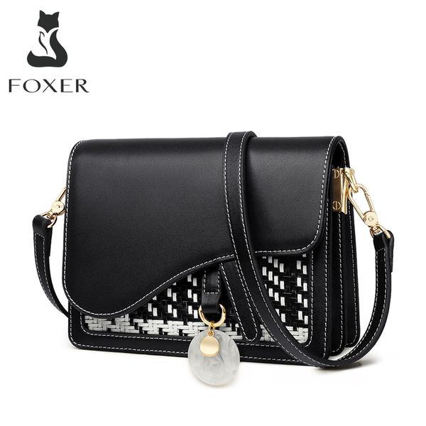 

foxer women shoulder bags ladies messenger bag fashion crossbody bags split leather purse female stylish flap bag 996042f