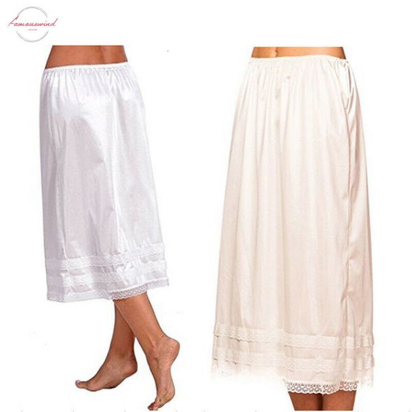 

2019 fashion womens lace mid calt skirt elastic waist slip solid color party shopping underskirt petticoat casual bottoms l 3xl, Black