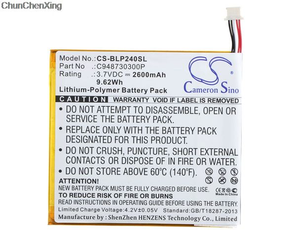 

cameron sino 2600mah battery c948730300p for blu bt-e003, p240u, touchbook g7, touchbook g7 g7 7.0" 3g
