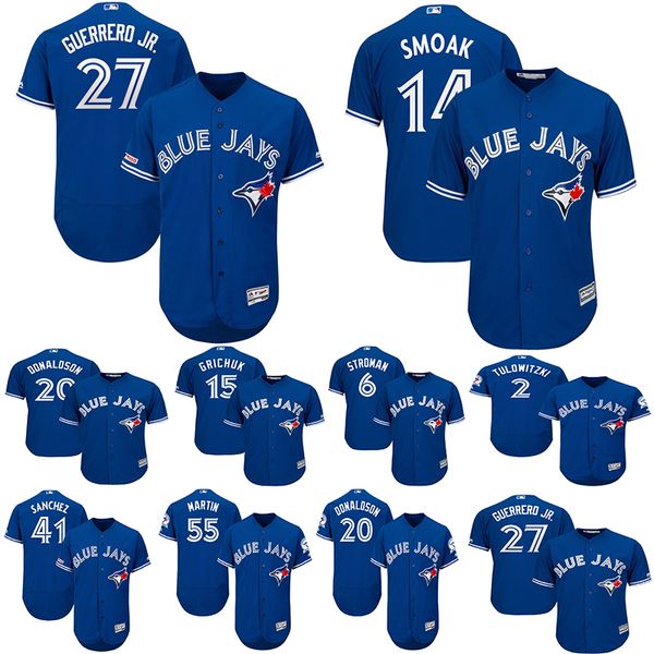 

Toronto Blue Men's Jays Jersey Josh Donaldson Tulowitzki Russell Martin George Bell Dalton Pompey Aaron Sanchez Blue Baseball Jerseys
