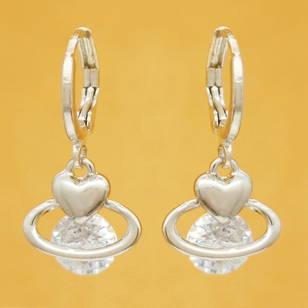 

holiday special gift new white k silver plated jewelry crystal zircon earrings for women