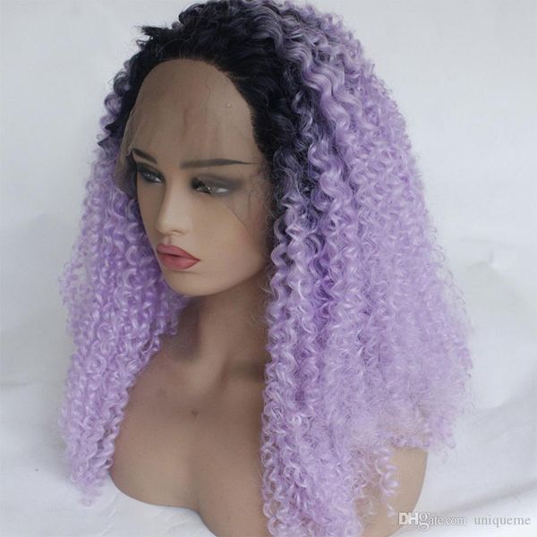 

mhazel черных волосы коротких темные корни ombre фиолетового afro kinky фигурной 26in термостойкий волокно косплей синтетических передний па, Black