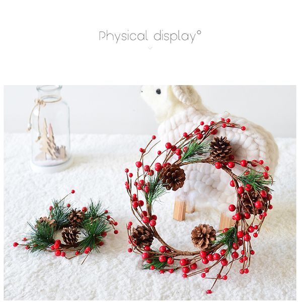 

15/20/30/130cm christmas handmade pine cone rattan wreaths for home wedding decor accessories diy new year gifts