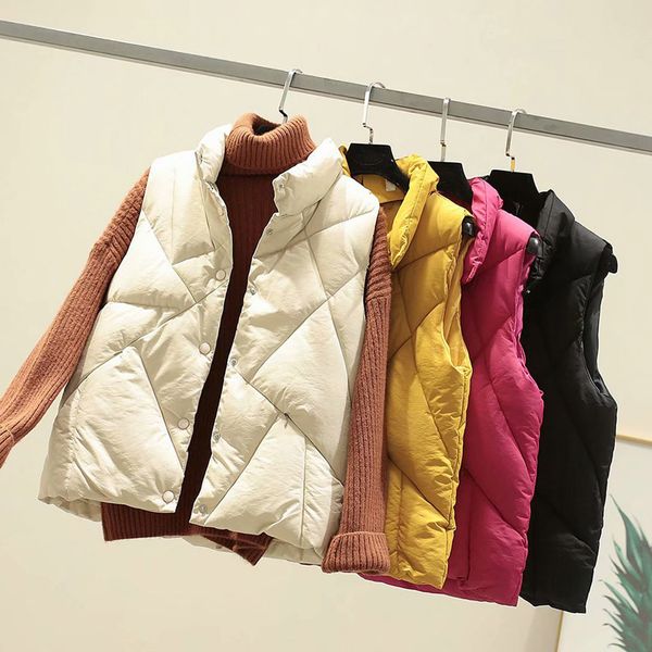 

womens winter warm outwear stand neck sleeveless pockets vintage oversize coats chaqueta mujer women vest chaqueta mujer hot, Black;white