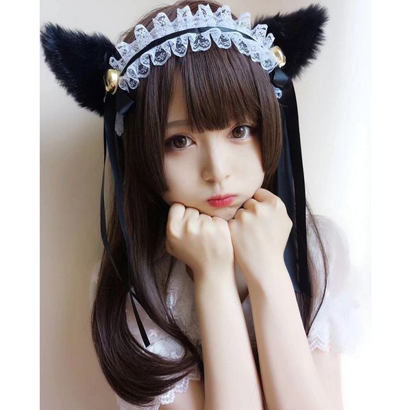

european and american wig female long straight hair jifa type buckle three knife flat jellyfish japanese air liu haitou, Black