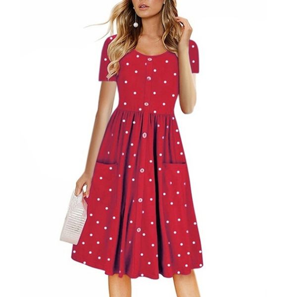 

summer sheath women blouse casual o neck short sleeve women polka dots evening party blousees female vestidos, White