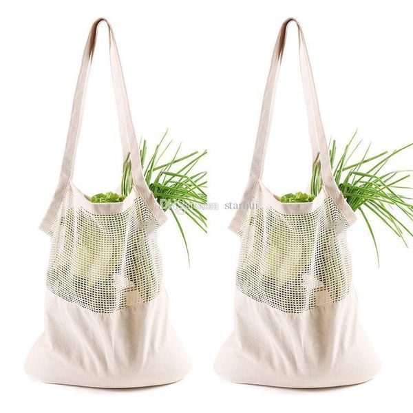 

portable storage bag reusable string shopping fruit vegetables grocery bag shopper tote mesh net woven cotton storage bags dhl wx9-1579