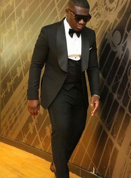 

black groom tuxedos excellent mens wedding tuxedos shawl lapel 19 style man jacket blazer popular 3 piece suit(jacket+pants+vest+tie) 1285, Black;gray