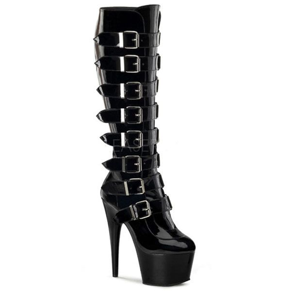

belt buckle boots high heel ultra-high-heel boots, Black