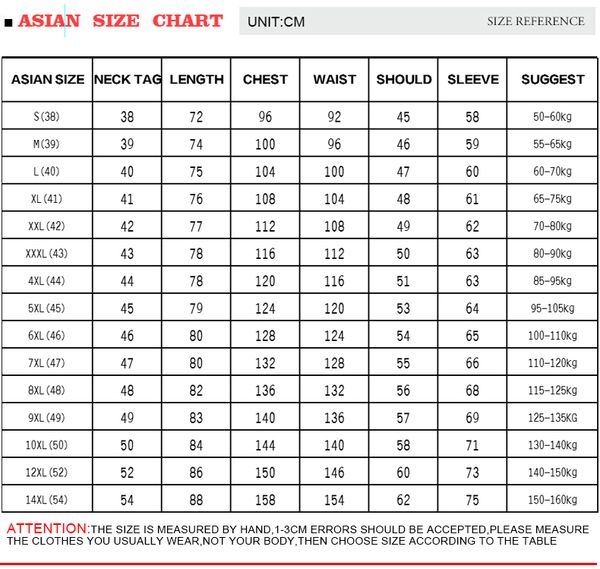 8xl Size Chart