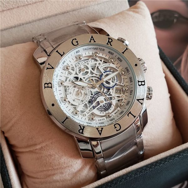 

мужская высокое качество top new fashion luxury full feature multicolor из нержавеющей стали ремешок самые стильные кварцевые спортивные час, Slivery;brown
