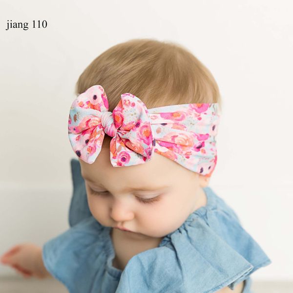 

baby girl turban headband soft nylon bow knot headbands stretchy hair bands headwrap bandanas children kids girls print hair accessories, Slivery;white