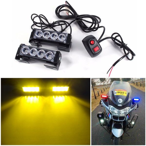 

12v 2x 4 led flash light bar car truck day driving strobe light beacon warning lamp motorcycle caution fog lights