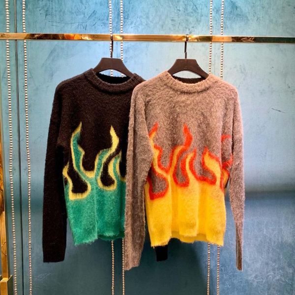 

19ss роскошный европейский свитер flame pattern пуловер fsahion круглый вырез теплые женские и мужские дизайнерские свитера hfkymy001, White;black