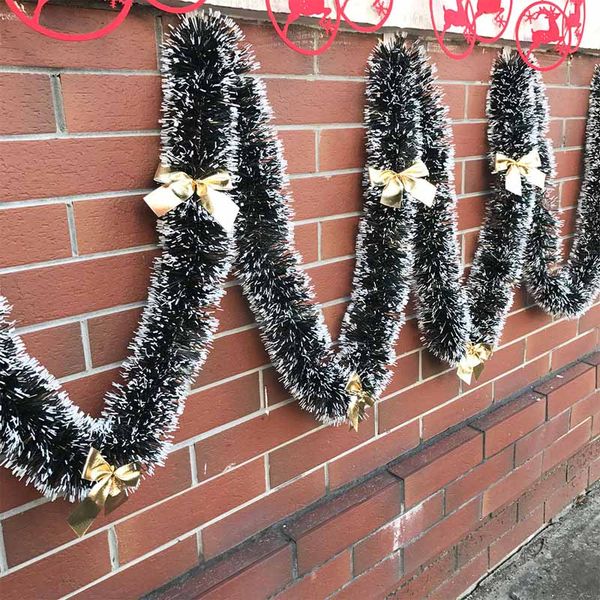 

2m length christmas decoration bar ribbon garland christmas tree ornaments white dark green cane tinsel party supplies an2960