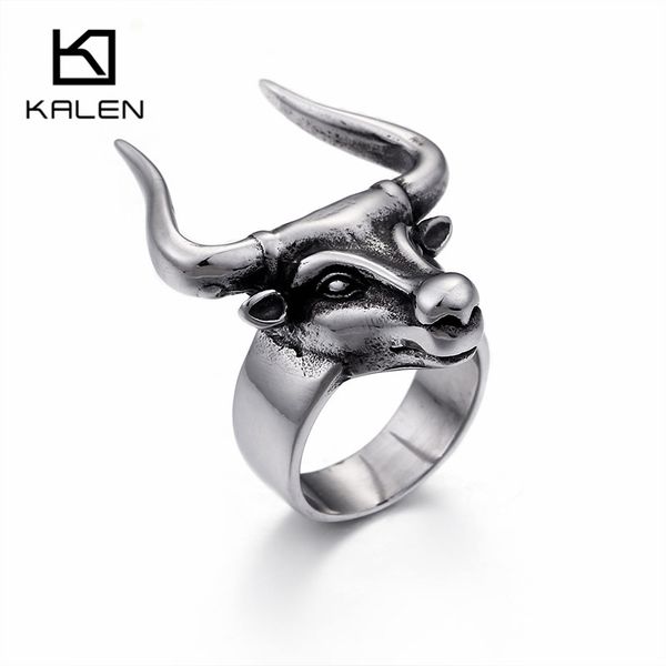 

rock 316 stainless steel animal goat rings for men size 8-12 hip hop finger rings male cocktail party jewelry, Golden;silver